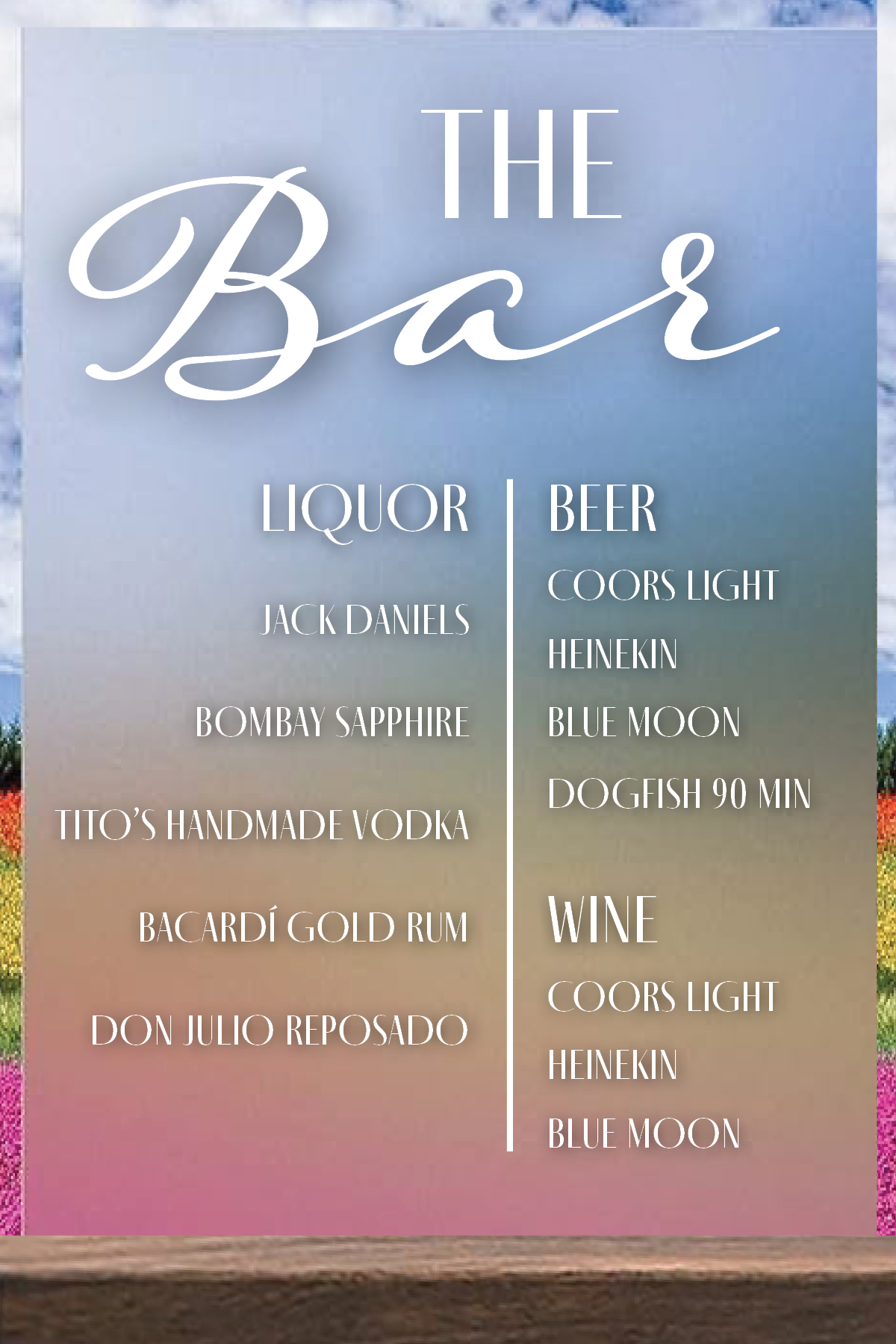 Drink or Table Wedding Sign 5" x 7"